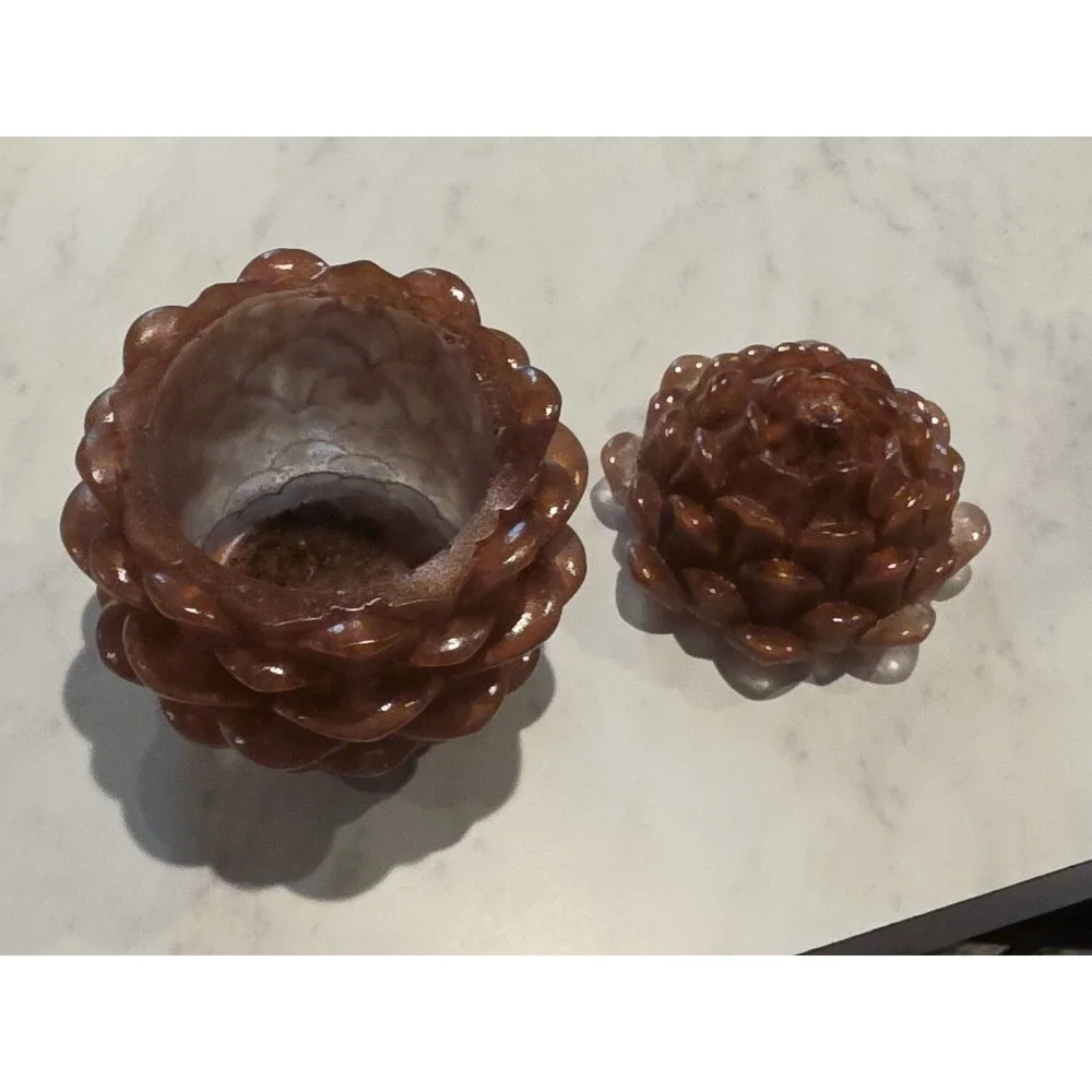 Handmade Resin Pinecone Jar‎ 3.5x4 Inches